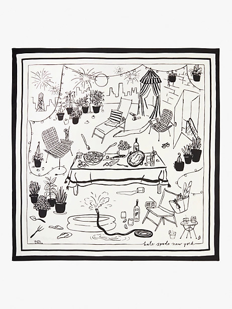 Kate Spade Summer Party Scene Silk Square Scarf, French Cream | Kate Spade (US)