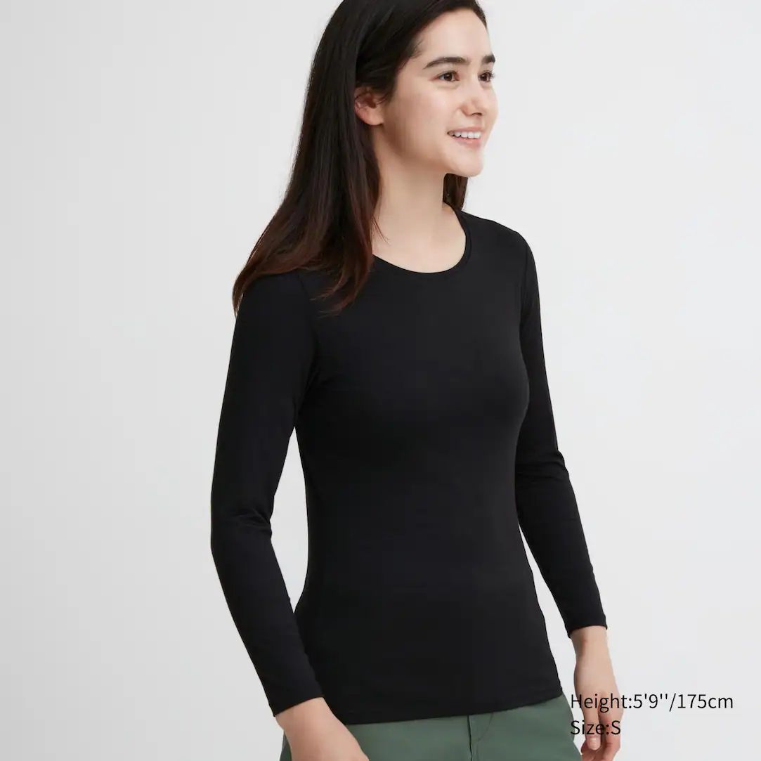 HEATTECH Crew Neck Long Sleeved Thermal Top | UNIQLO (UK)