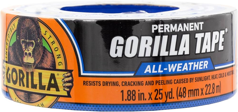 Gorilla All Weather Outdoor Waterproof Duct Tape, UV and Temperature Resistant, 1.88" x 25 yd, Bl... | Amazon (US)