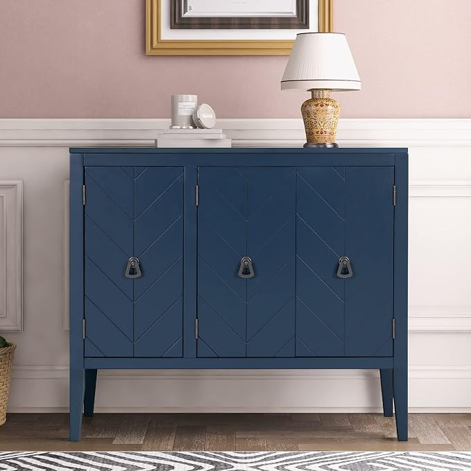 Buffet Sideboard, 3 Door Solid Wood Freestanding Kitchen Sideboard Stackable Cabinet for Living R... | Amazon (US)