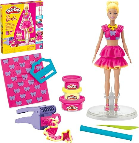 Play-Doh Barbie Ruffles and Bows Set, Make Doll Clothes with Modeling Compound & 9 Fashion Access... | Amazon (US)