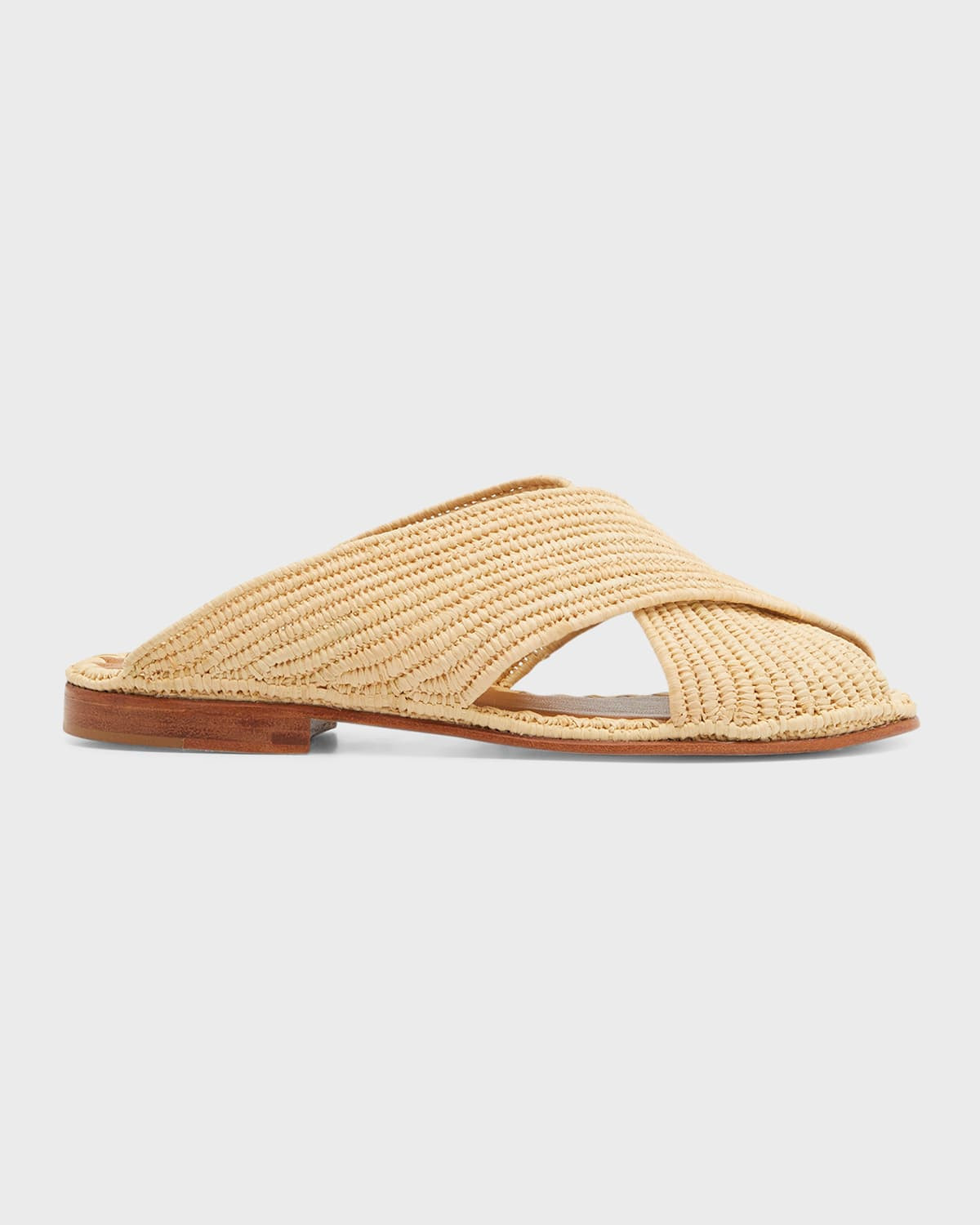 Arielle Woven Raffia Crisscross Sandals | Neiman Marcus