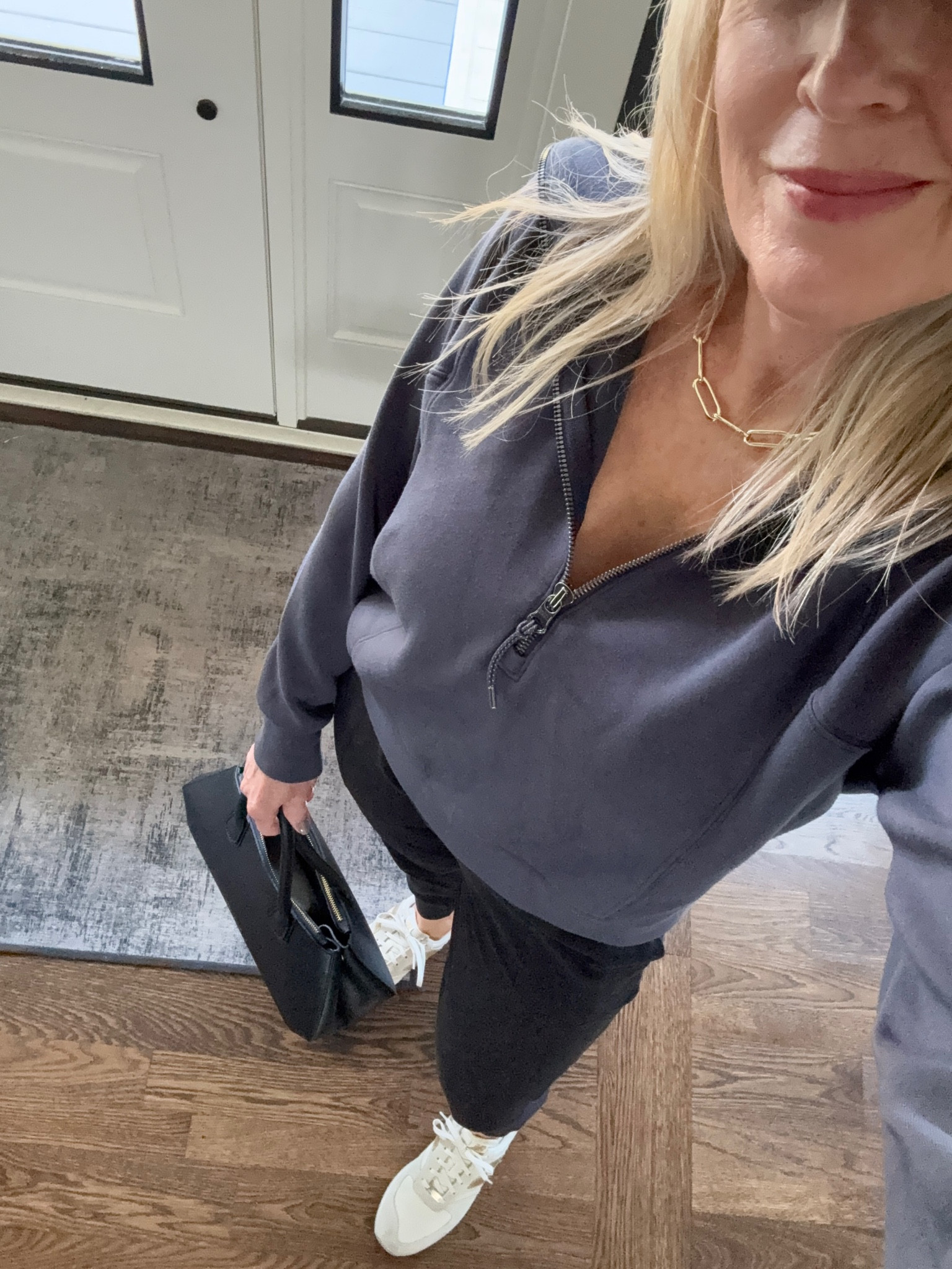 Comfy errands outfit. @Spanx air essentials half zip size small. Athleta joggers size XS. 

#LTKOver40 #LTKootd #LTKActive