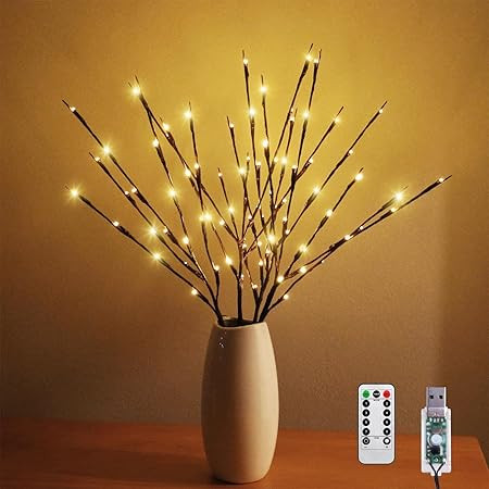 AMARS 3pcs Lighted Artificial LED Branch Lights with Timer Battery Operated Fairy Spirit Decorati... | Amazon (US)