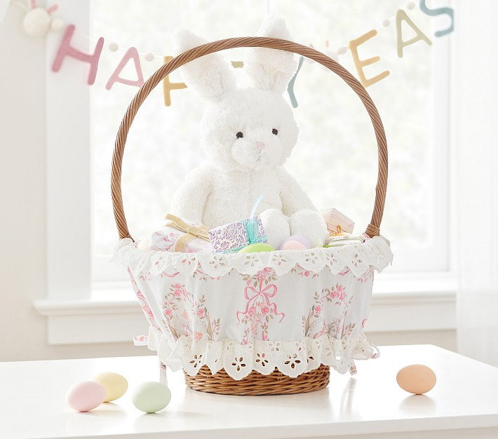 LoveShackFancy Bunny Damask Easter Basket Liners | Pottery Barn Kids