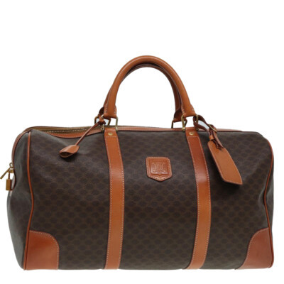 CELINE Macadam Canvas Boston Bag PVC Leather Brown Gold Auth ar12369  | eBay | eBay US