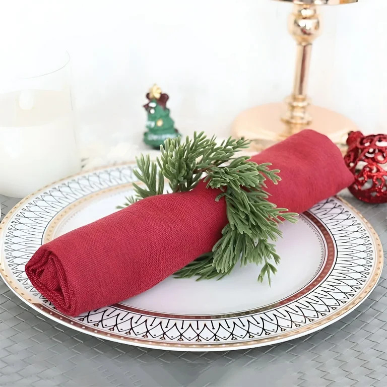 ACDANC 6 Pcs Christmas Napkin Rings Mini Wreath Pine Garland Artificial Pine Branches Candle Ring... | Walmart (US)