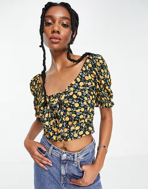 & Other Stories ecovero lemon print crop top in multi | ASOS (Global)