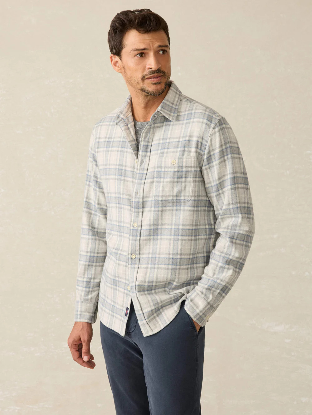 Super Brushed Flannel - Grey Falls Plaid | Faherty