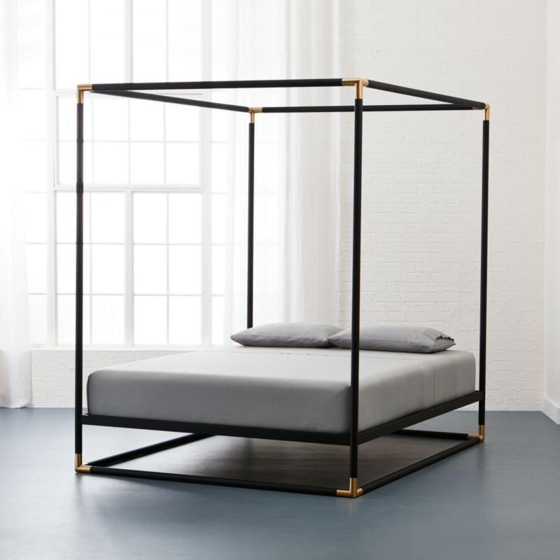 frame black metal canopy bed | CB2 | CB2