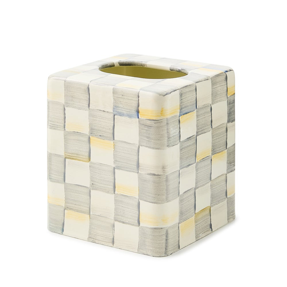 Sterling Check Boutique Tissue Box Cover | MacKenzie-Childs