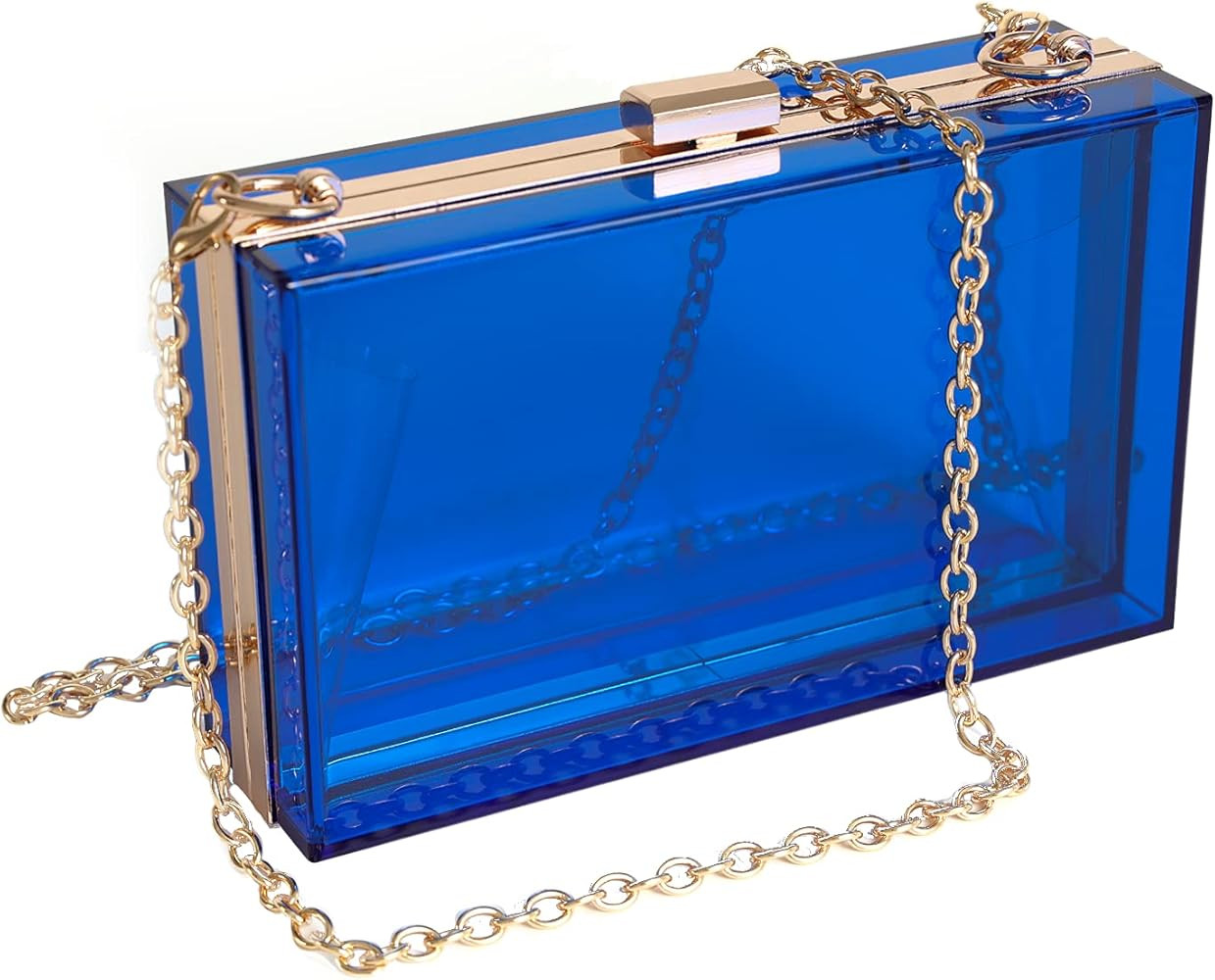 Women Clear Purse Acrylic Clear Clutch Bag, Shoulder Handbag With Removable Gold Chain Strap | Amazon (US)