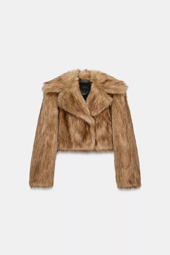 ZW COLLECTION FAUX FUR CROPPED JACKET | Zara US