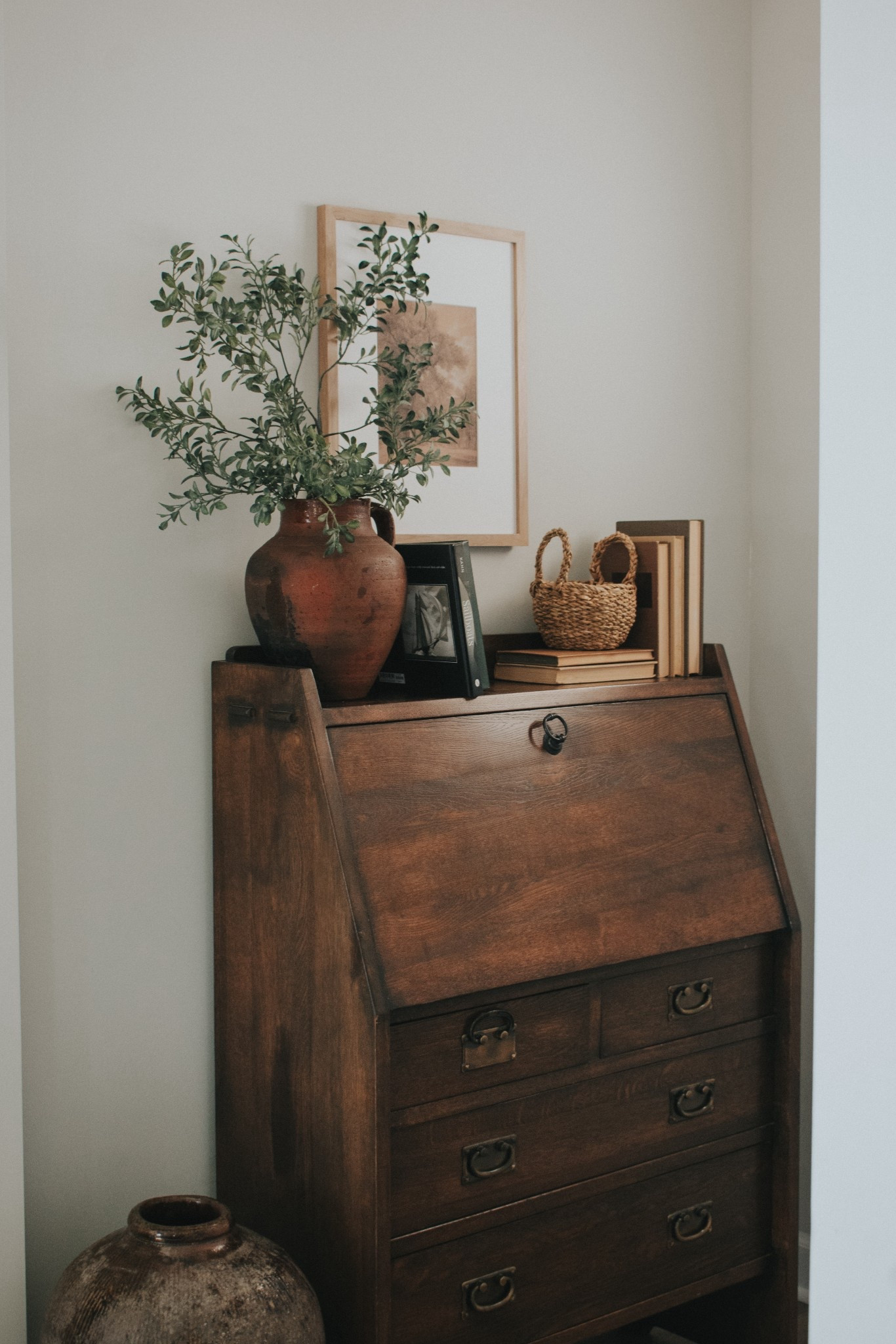Get the look - linked several options you could get to redo this space. Would work on a small console or desk. This desk is a family antique so I’m unable to link but I’ve found similar items you could use to recreate the look on any table space  

#LTKHome