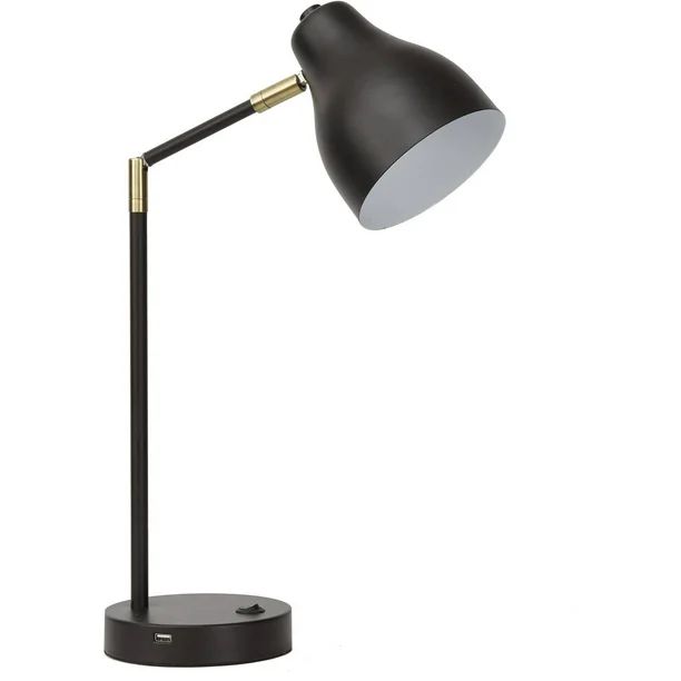 Better Homes & Gardens Linear Metal Office Desk Lamp with LED Bulb and USB Port, Black - Walmart.... | Walmart (US)