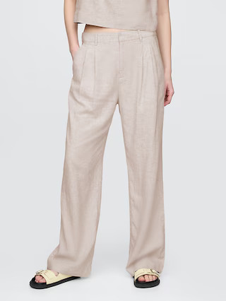 365 High Rise Linen-Blend Trousers | Gap (US)
