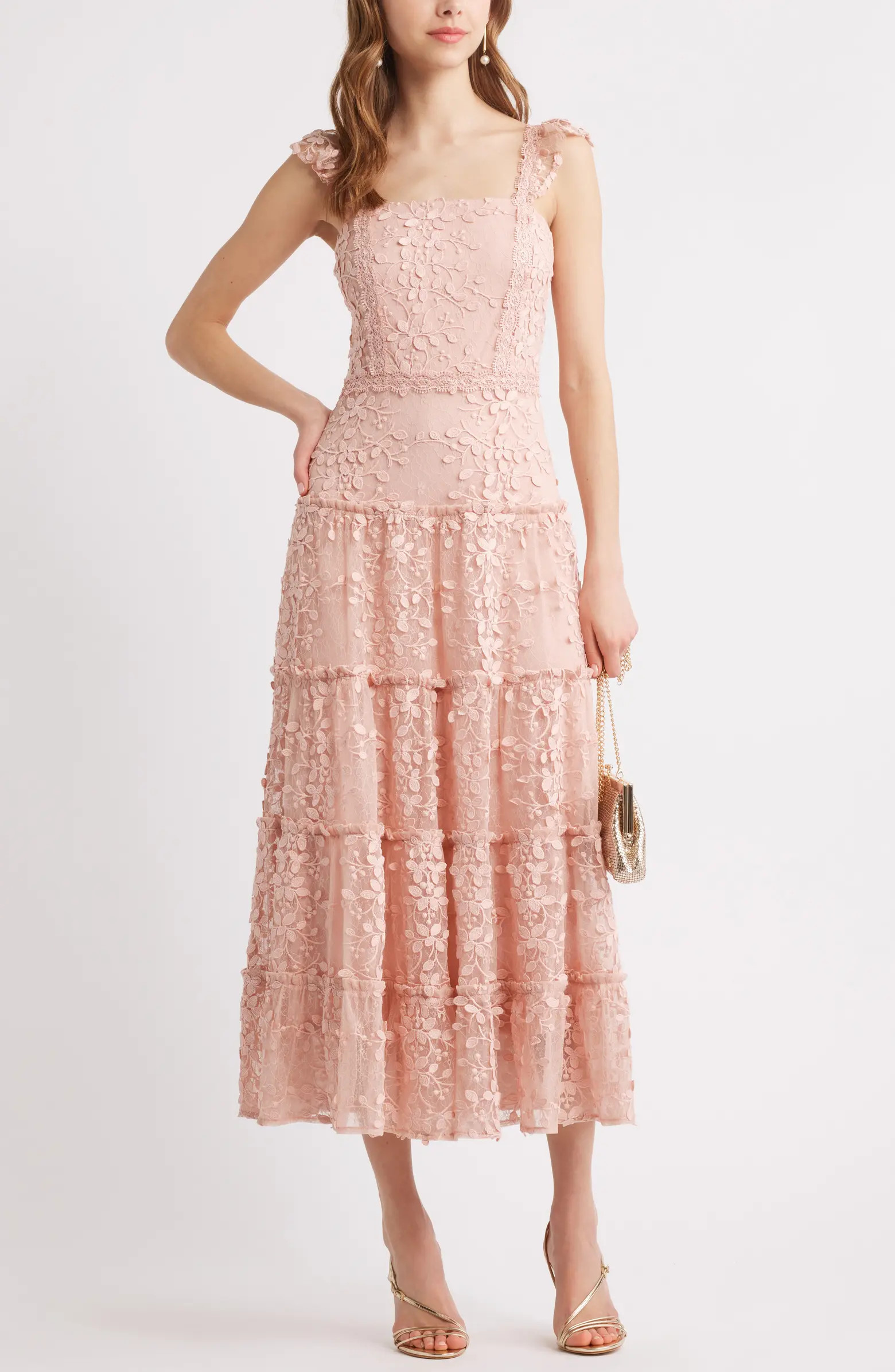 Chelsea28 3D Floral Lace Tiered Maxi Dress | Nordstrom | Nordstrom