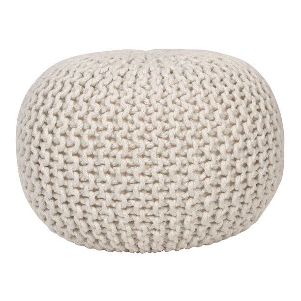 Decor Therapy Lurex Yarn Round Pouf, Off-White - Walmart.com | Walmart (US)