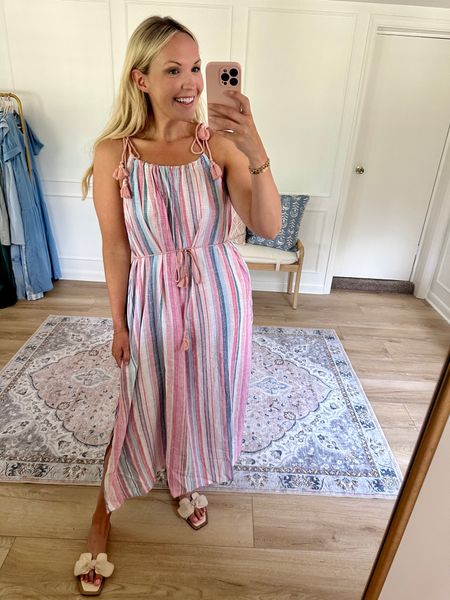 Loving all the colors in this fun maxi dress! It’s a linen material with these great tassel straps. Could also function as a coverup! I’m wearing a med  

#LTKxWalmart #LTKFindsUnder50 #LTKMidsize