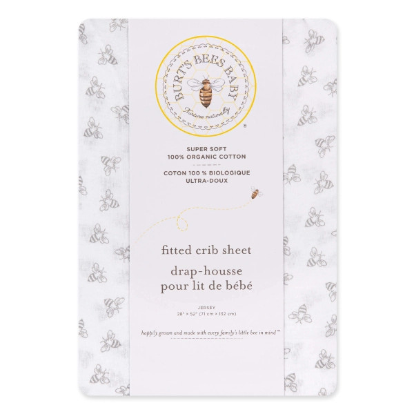 Honey Bee Organic Cotton BEESNUG® Fitted Crib Sheet | Burts Bees Baby