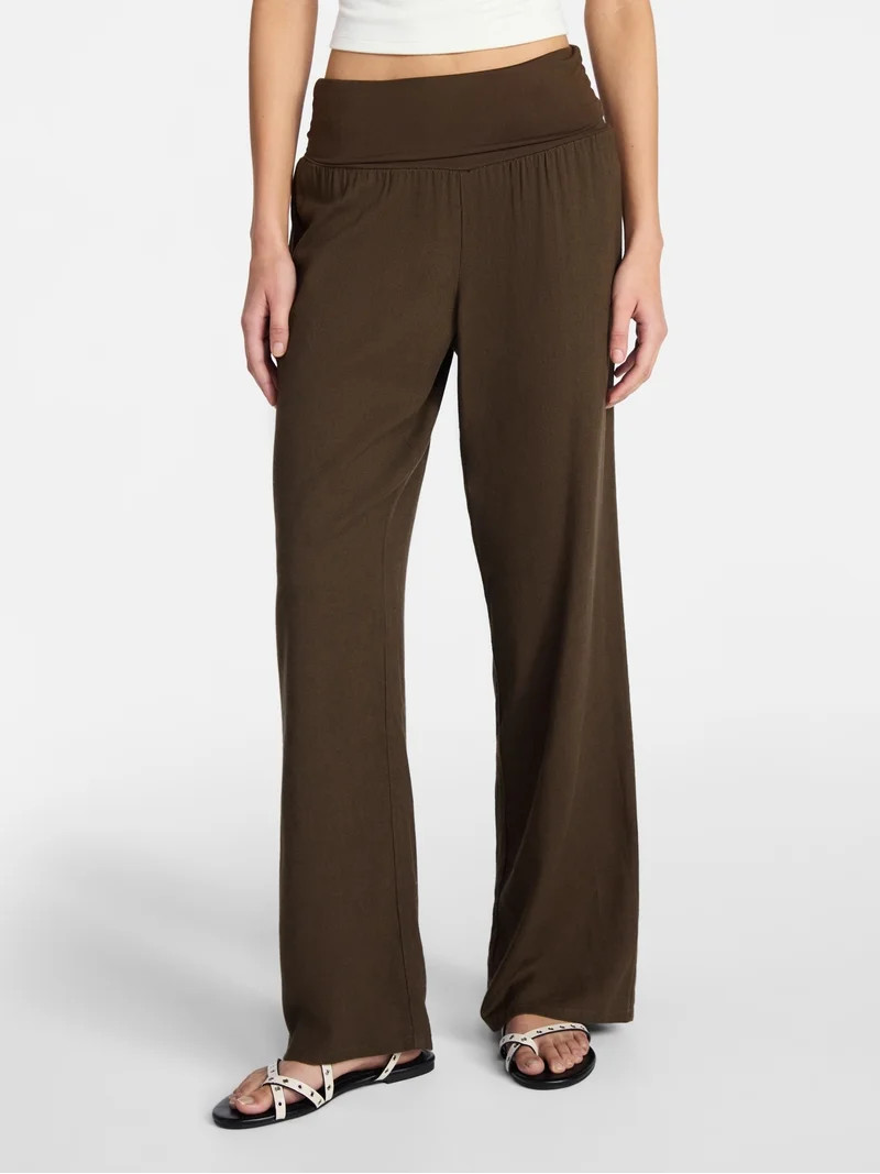 No Boundaries Foldover Beach Pants, 29.5'' inseam, Women's XXS-XXL | Walmart (US)