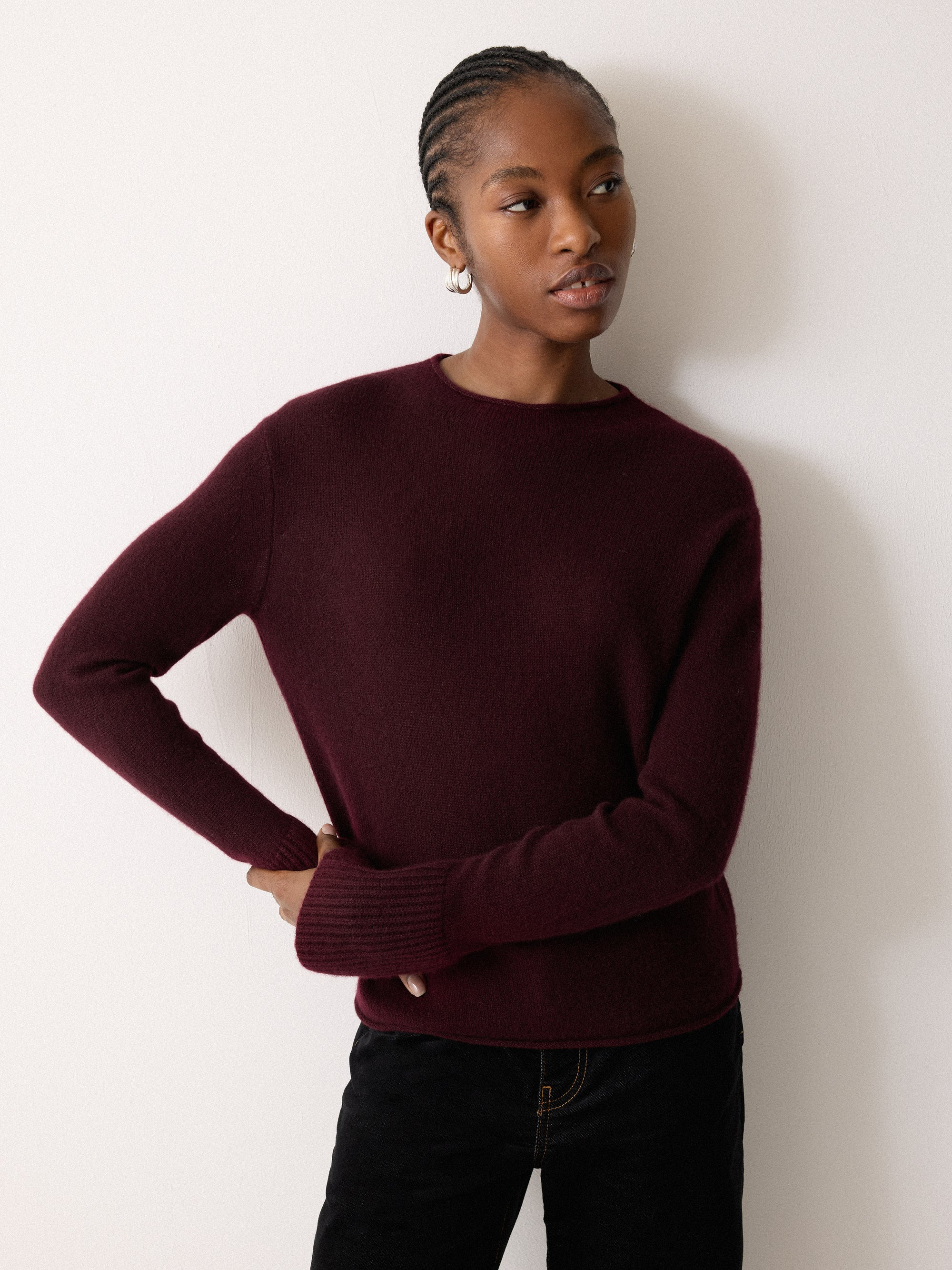 Cloud Cashmere Eldon Jumper | Burgundy | Jigsaw (UK)