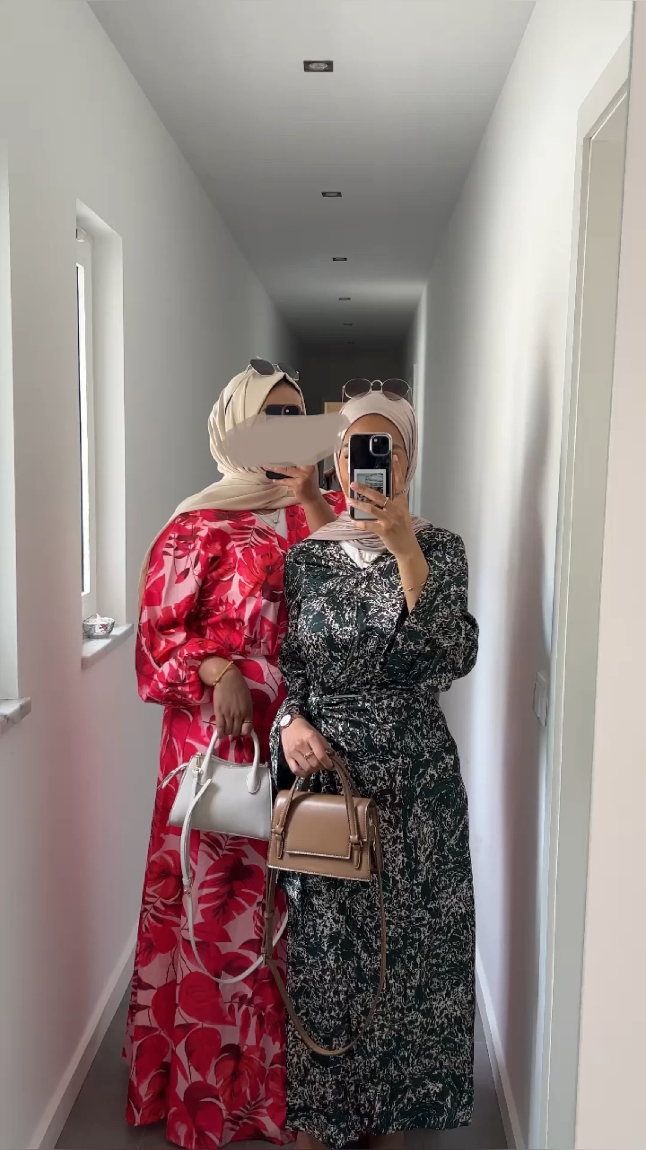 red palm print dress