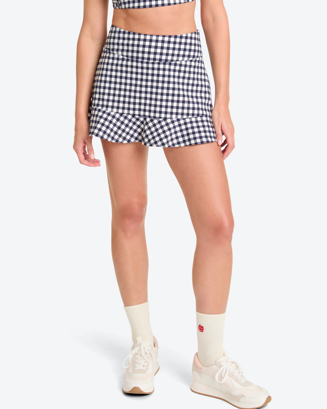 Ruffle Skort in Navy Gingham | Draper James (US)