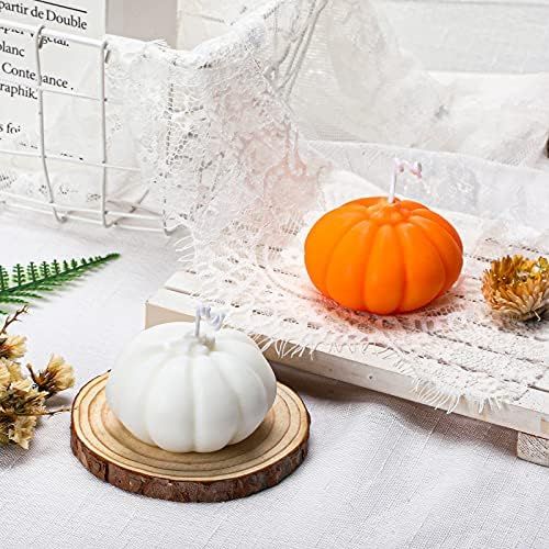 Nuanchu 2 Pieces Thanksgiving Pumpkin Shaped Scented Candles Fall Pumpkin Soy Candles White Orang... | Amazon (US)