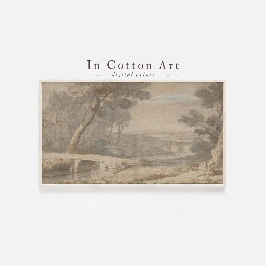 Samsung Frame TV Art / Muted Vintage Landscape Painting DIGITAL Art | Etsy (US)