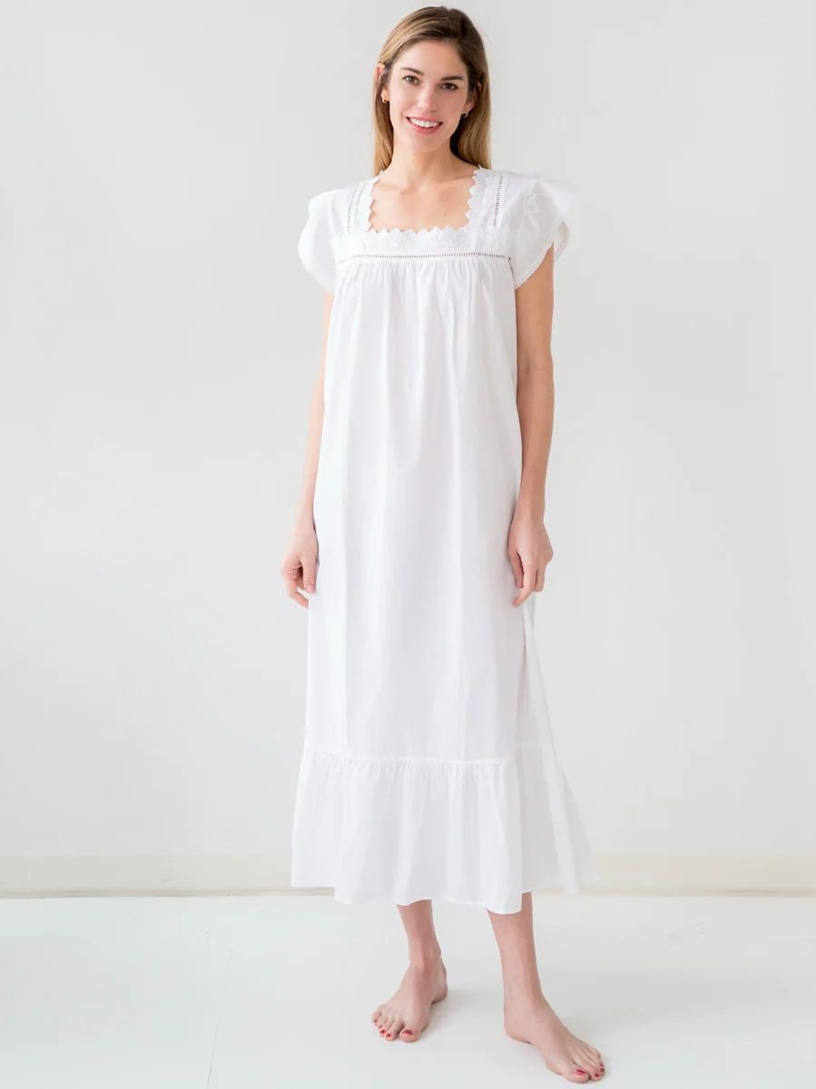 Genevieve Ladies White Cotton Nightgown - Jacaranda Living | Jacaranda Living