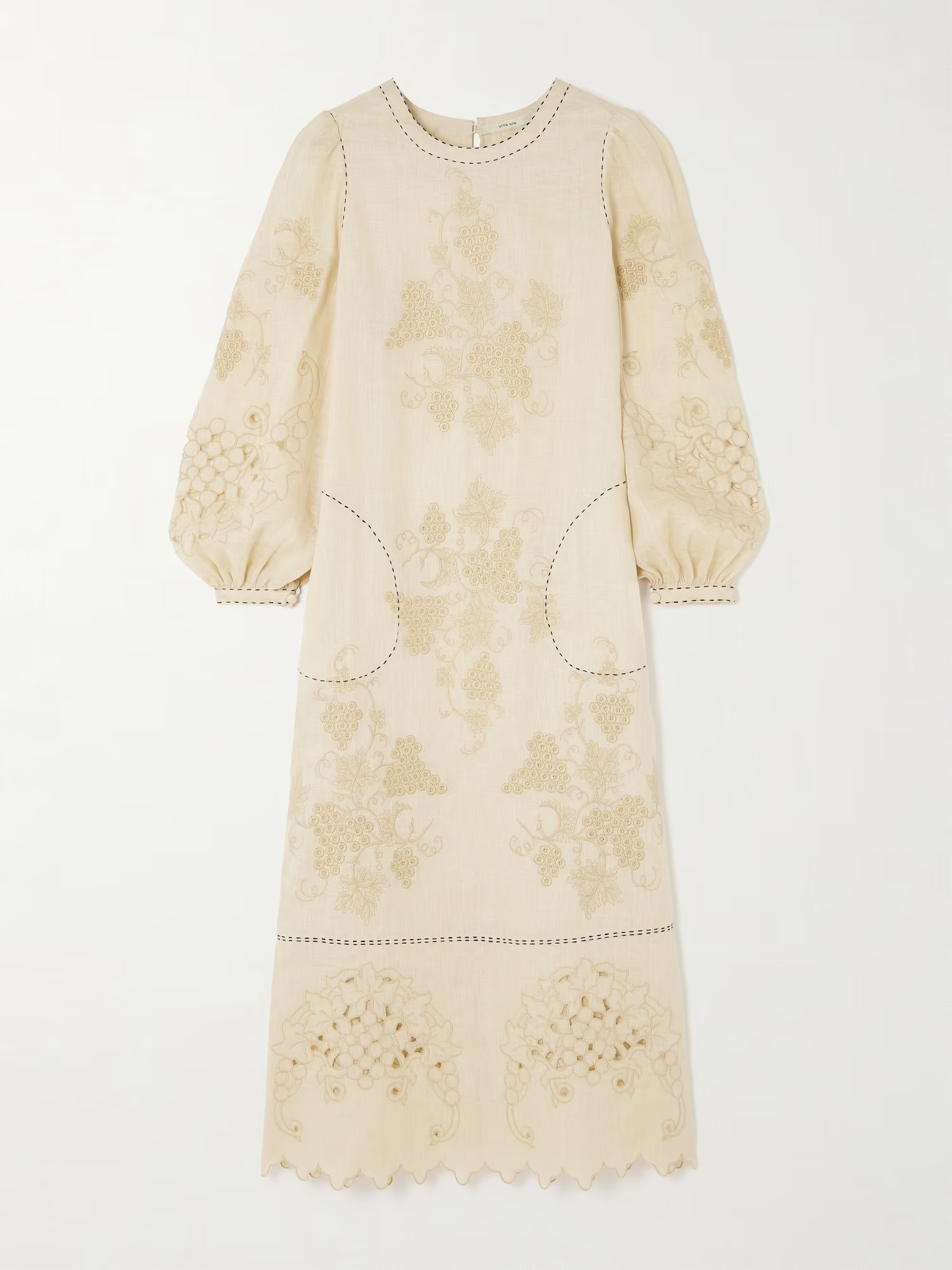 Ophelia scalloped broderie anglaise linen midi dress | NET-A-PORTER (US)