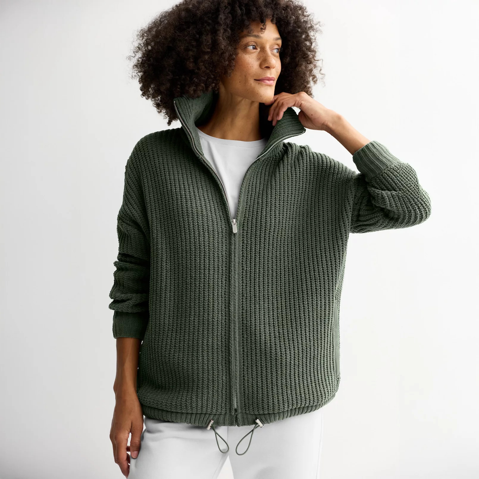 Women's FLX Chenille Zip-Up Commuter Sweater | Kohl's