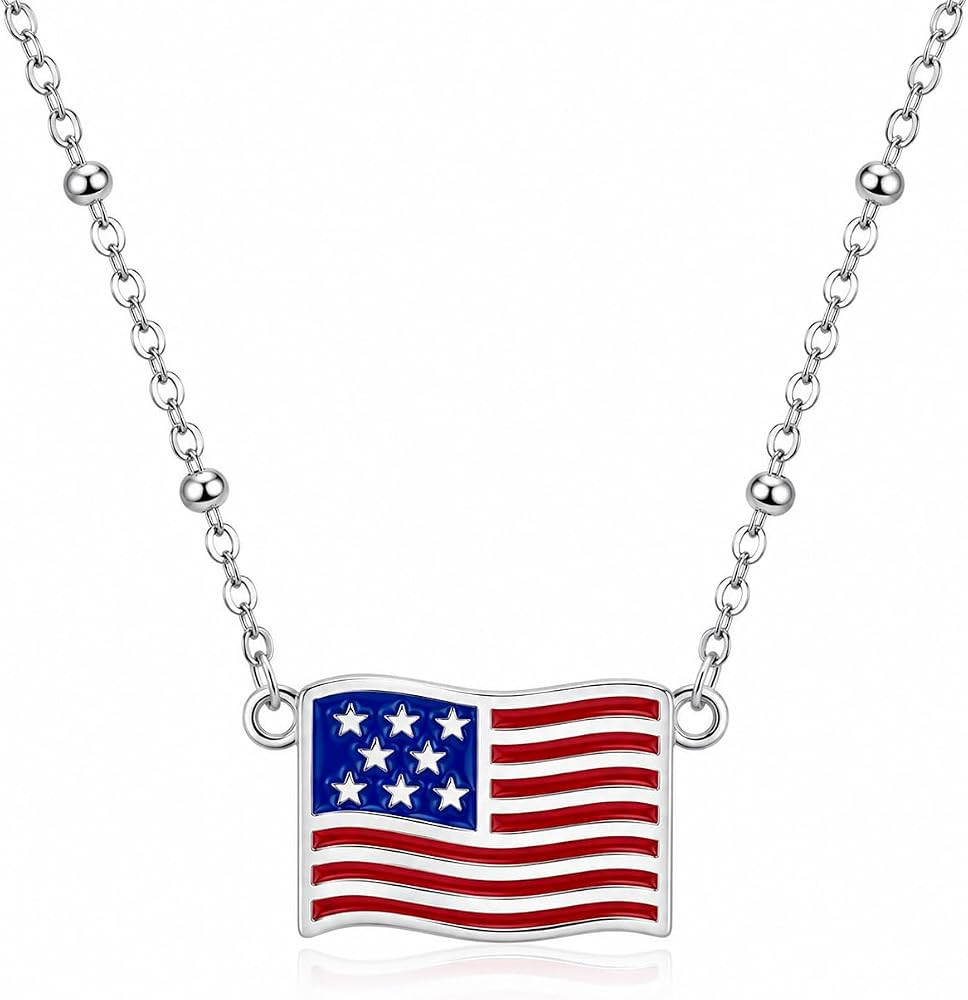 Bolenvi Silver Country Flag Pendant Necklace with Adjustable 16-20" Chain | Amazon (US)