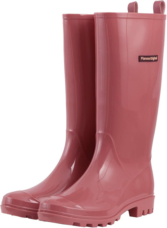 planone Tall Rain Boots Women Fashion Waterproof Boots for Women Light Outdoor Garden Shoes Muck ... | Amazon (US)