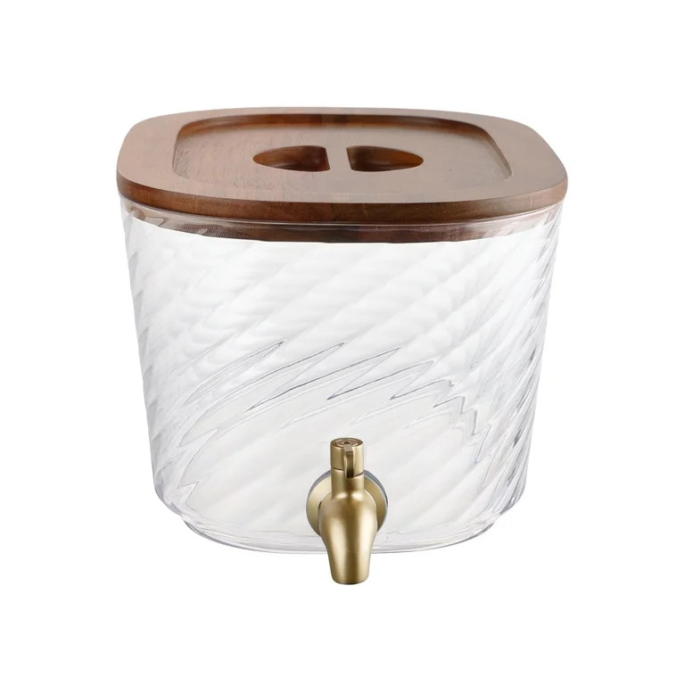 Beautiful 1.5-Gallon Acrylic Swirl Stackable Dispenser with Wood Lid, Clear by Drew Barrymore | Walmart (US)