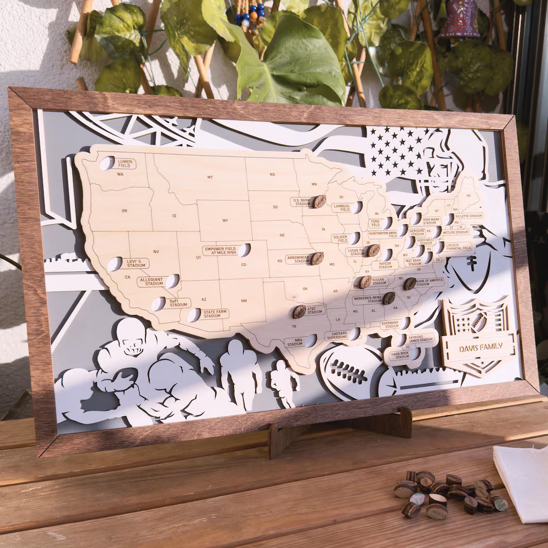 Custom NFL Stadium Travel Map, Football Stadium Bucket List Map, Pro Football Stadium Tracker, Na... | Etsy (US)