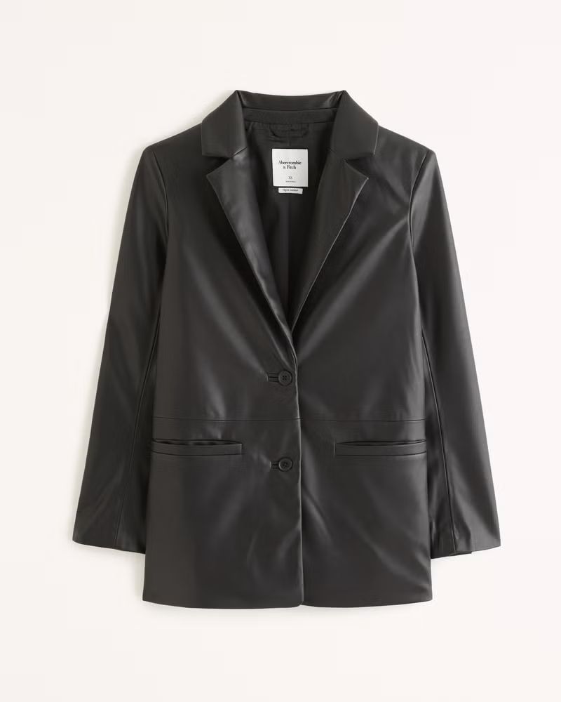 Women's Vegan Leather Blazer | Women's Coats & Jackets | Abercrombie.com | Abercrombie & Fitch (US)