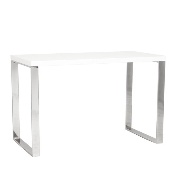 Dillon Desk - White Lacquer/Polished Stainless Steel | Bed Bath & Beyond