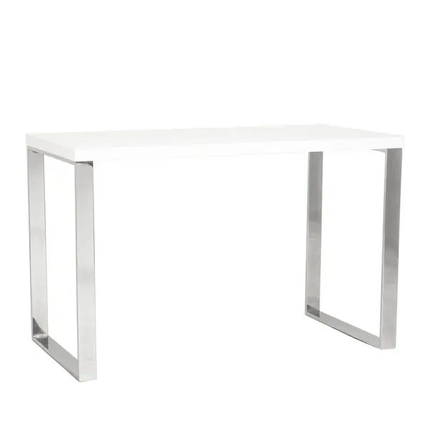 Dillon Desk - White Lacquer/Polished Stainless Steel | Bed Bath & Beyond