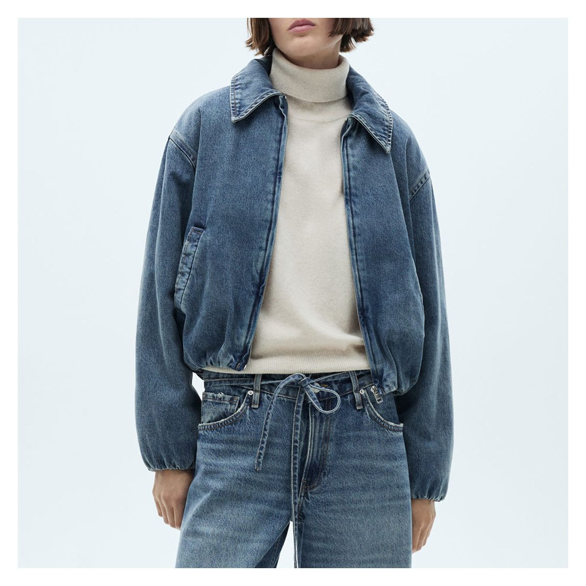 Mango Mid Blue Denim Bomber Jacket - BrandAlley | BrandAlley