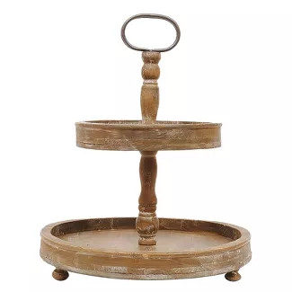 Round Wood 2-Tier Tray - 3R Studios | Target