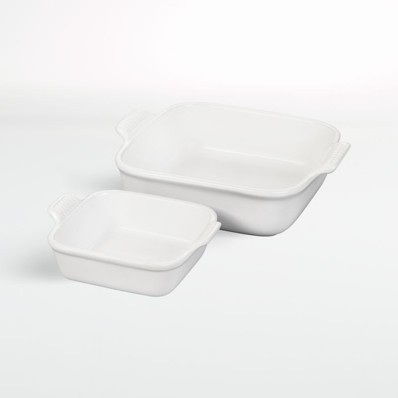 Le Creuset Heritage White Square Baking Dishes, Set of 2 | Crate & Barrel | Crate & Barrel