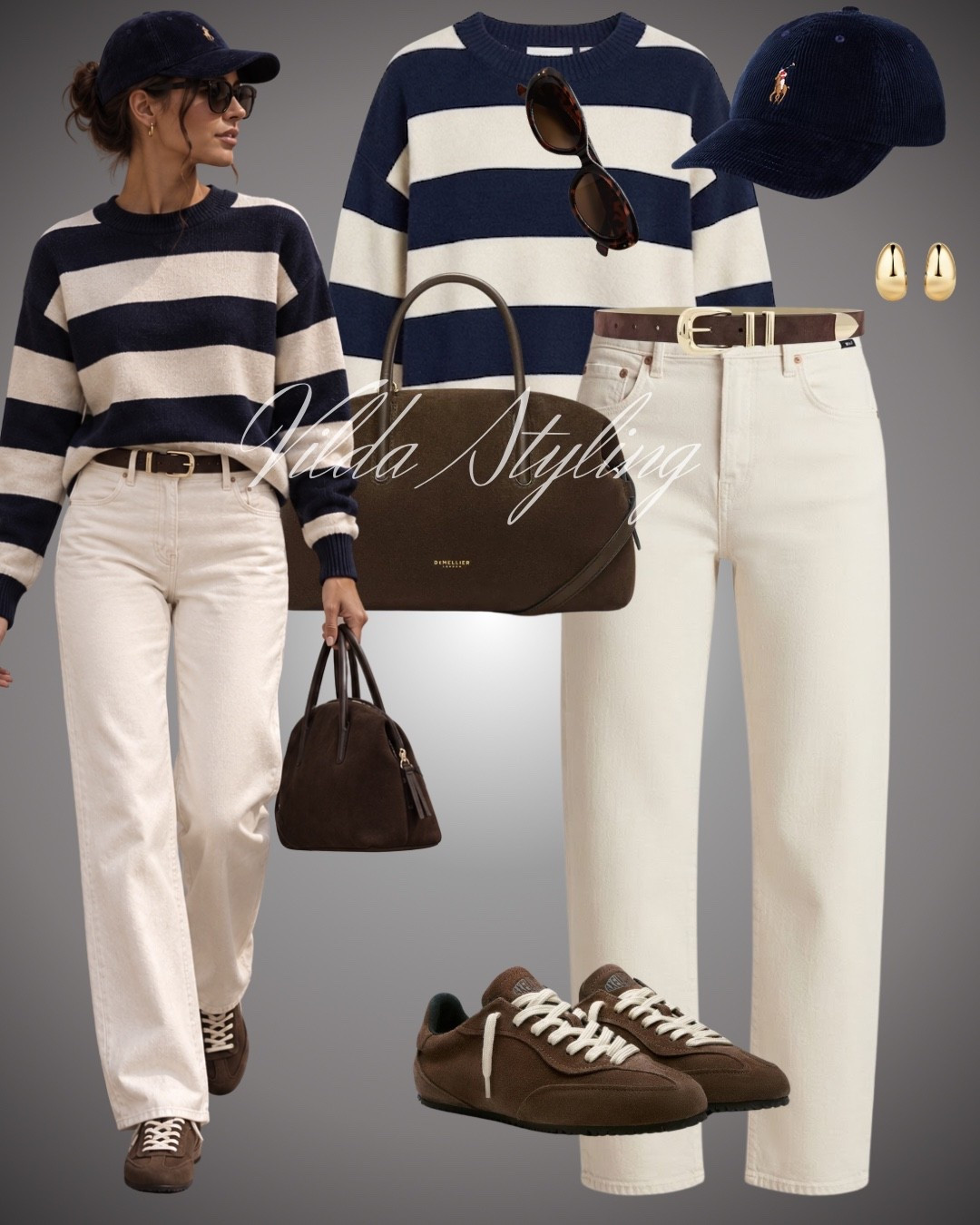 Navy stripes and creamy denim 🤍💙 A relaxed, sporty-chic autumn look styled with brown sneakers, a suede bag and a classic cap. Effortless, comfortable and perfect for everyday wear ✨#SportyChic #StripedSweater #AutumnOutfit #CasualStyle #CreamJeans #SneakerStyle

#LTKstyletip #LTKeurope #LTKautumn #LTKjeans #LTKstyletip