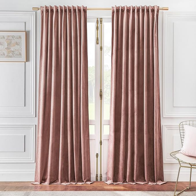 Timeper Wild Rose Velvet Curtains - Girls Bedroom Pink Curtains Room Darkening Privacy Protect Wi... | Amazon (US)