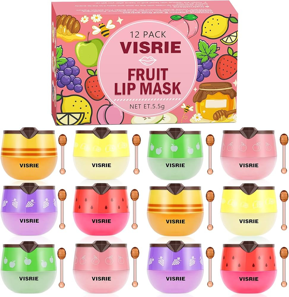 12 PCS Bee Lip Balm Honey Pot, Overnight Sleeping Lip Mask with Applicator - Propolis & Fruit Ext... | Amazon (US)