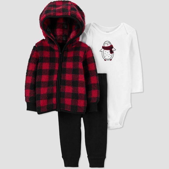 Baby Boys' Buffalo Check Sherpa Top & Bottom Set - Just One You® made by carter's Black/Red | Target