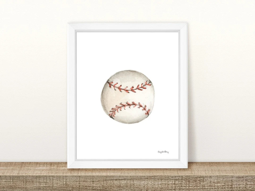 Baseball Ball - Watercolor Wall Art, Wall Decor, Nursery Art Print, Boys Room, Girls Room, Kids A... | Etsy (US)