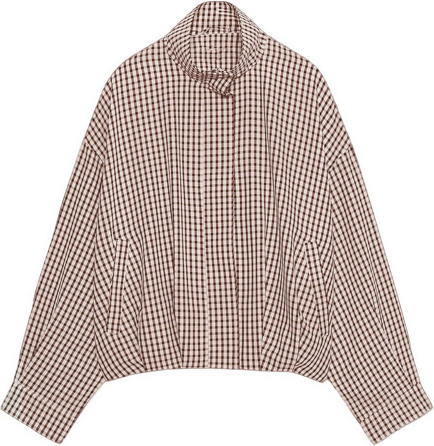Womens Plaid Jacket Bomber Stand Collar Zip Up Coat with Pockets | Amazon (US)