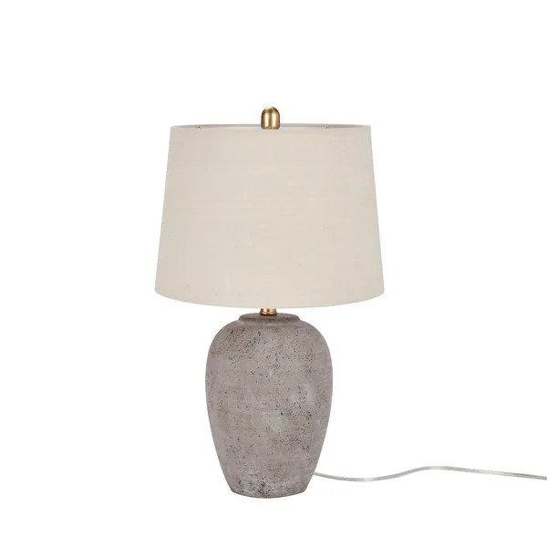 Nourison 23" Unglazed Ceramic Jar Table Lamp - Brown | Bed Bath & Beyond